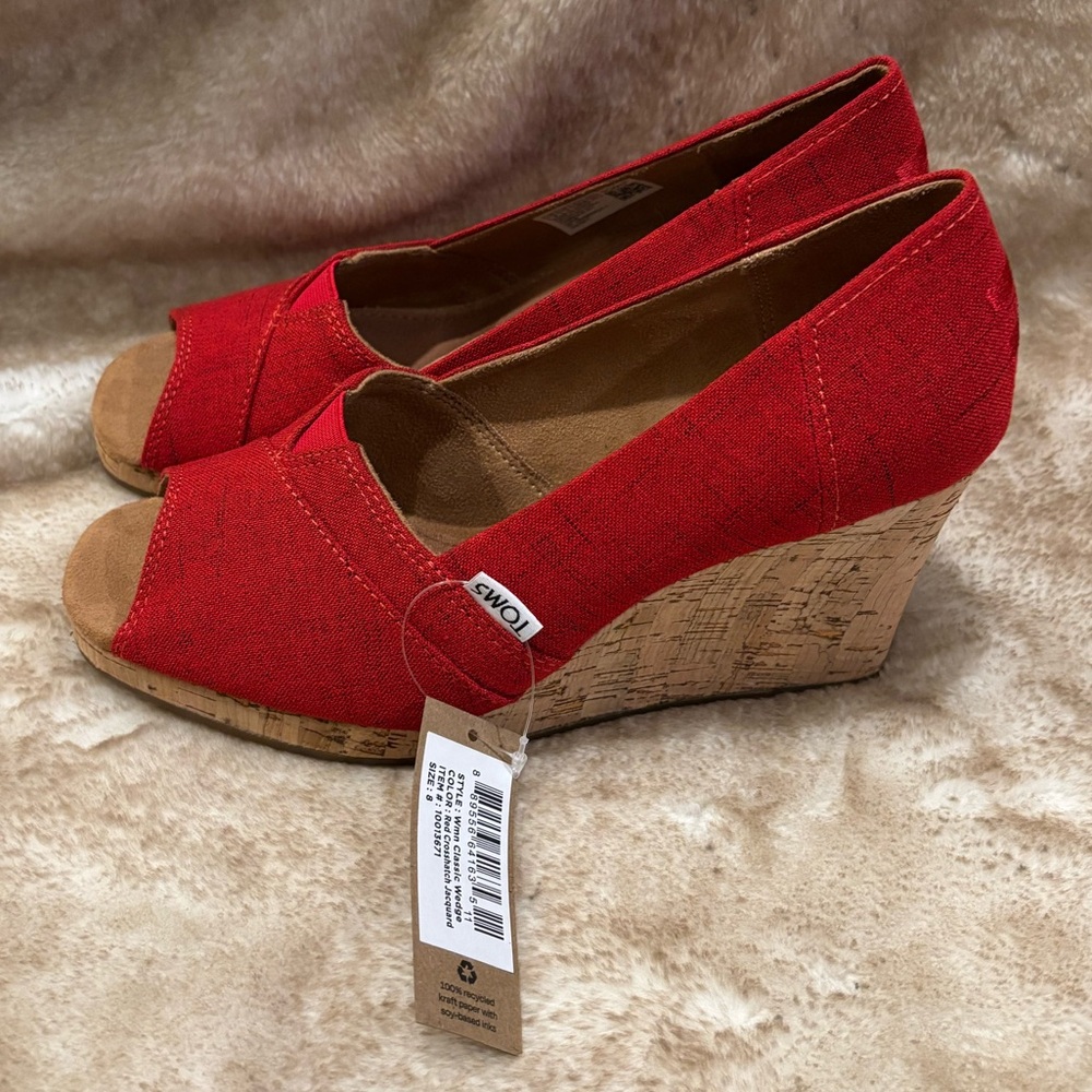 TOMS Classic Wedge Sandal Women’s Red - 8 - Picture 8 of 10